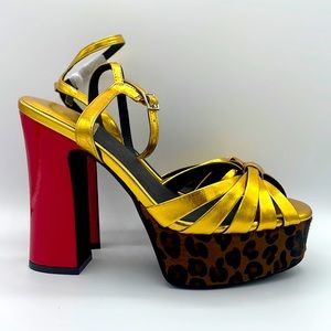 Jeffrey Campbell “Rockin’ Out” Platforms Gold Cheetah Red